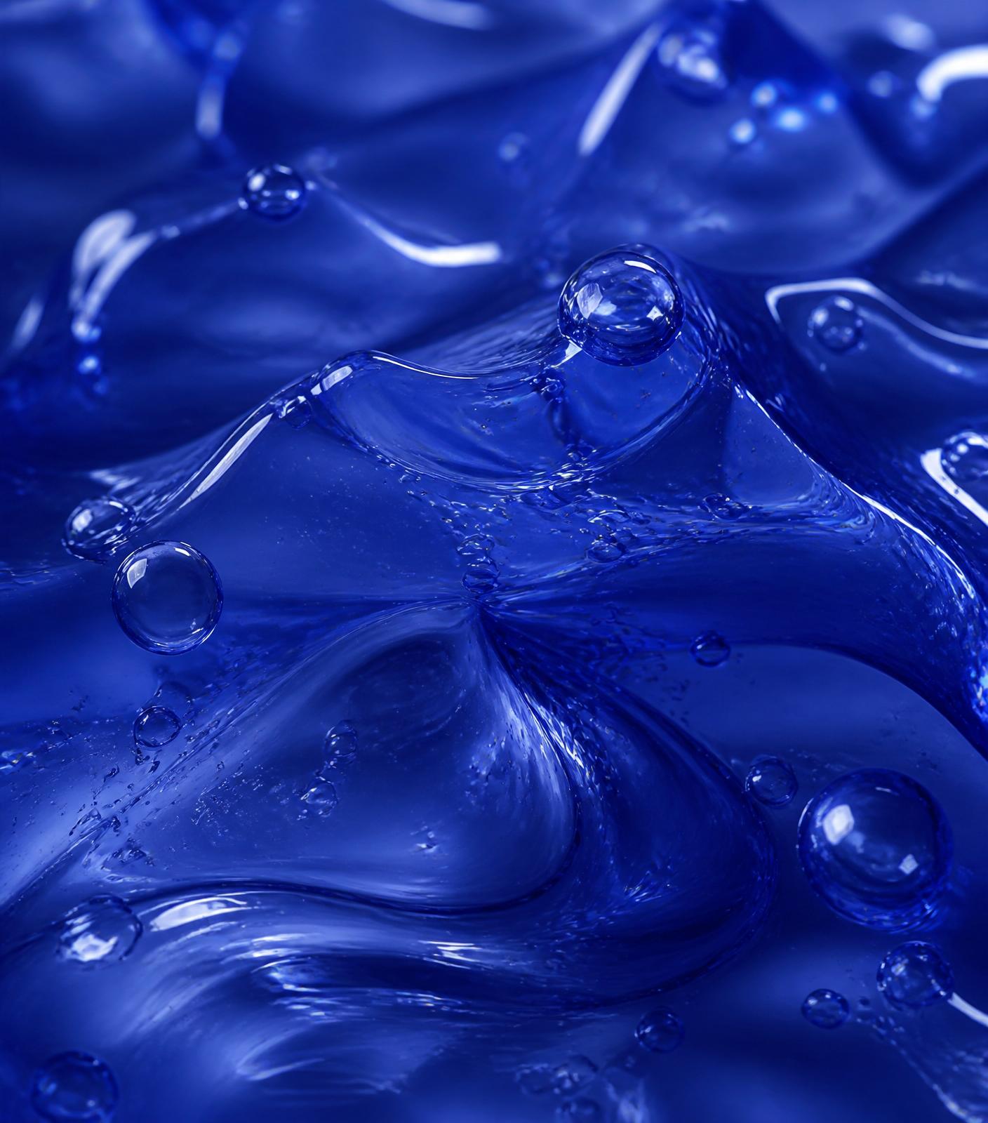 Macro detail of an unscented blue gel eye patch showing its smooth surface